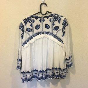 Jackets & Coats - White and blue pattern jacket Jackets & Coats - White and blue pattern jacket
